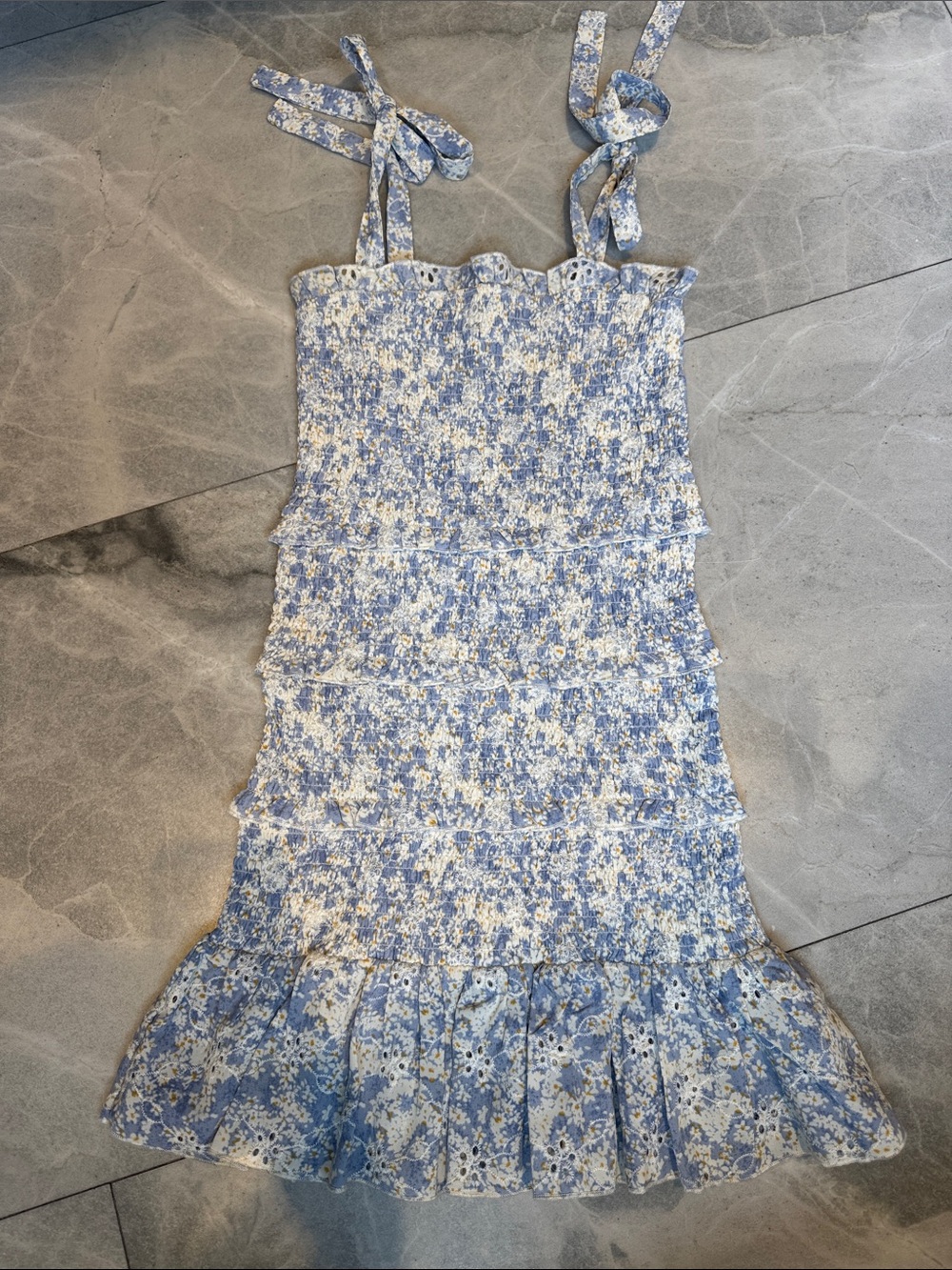 Katie J NYC Girl’s Evan Ruffled Dress Blue and White Floral print.
